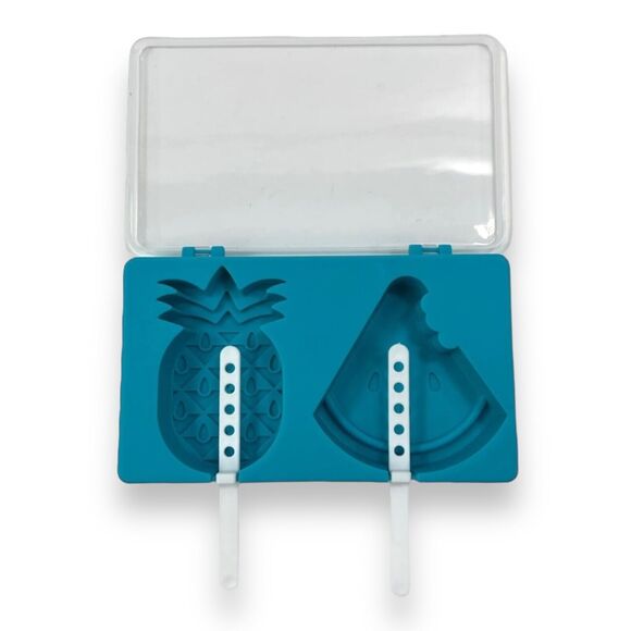 Pineapple & Watermelon Shape Ice Pop Tray Popsicle Mold & Reusable Pop Sticks - Picture 9 of 16